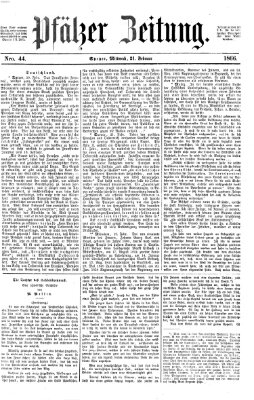 Pfälzer Zeitung Mittwoch 21. Februar 1866