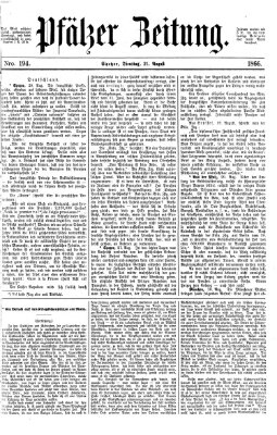 Pfälzer Zeitung Dienstag 21. August 1866