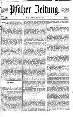 Pfälzer Zeitung Montag 24. September 1866