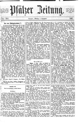 Pfälzer Zeitung Montag 2. September 1867