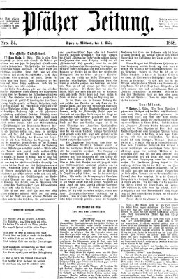 Pfälzer Zeitung Mittwoch 4. März 1868