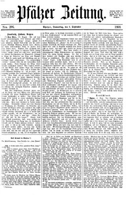 Pfälzer Zeitung Donnerstag 3. September 1868