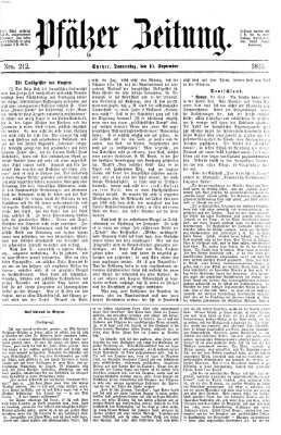 Pfälzer Zeitung Donnerstag 10. September 1868