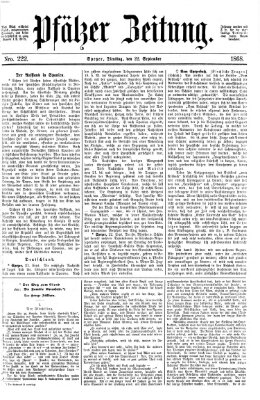 Pfälzer Zeitung Dienstag 22. September 1868