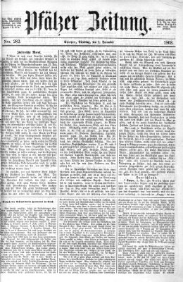 Pfälzer Zeitung Dienstag 1. Dezember 1868