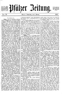 Pfälzer Zeitung Donnerstag 3. Februar 1870