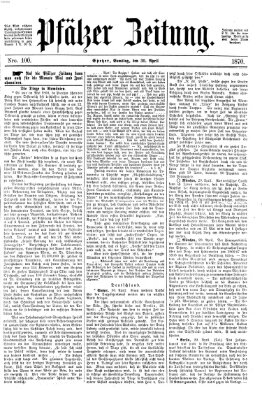 Pfälzer Zeitung Samstag 30. April 1870