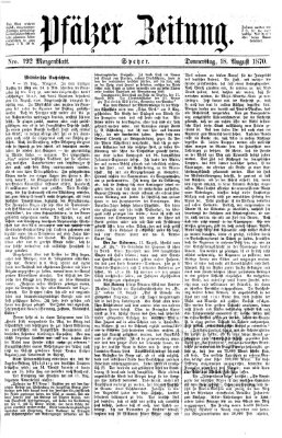 Pfälzer Zeitung Donnerstag 18. August 1870