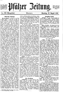 Pfälzer Zeitung Samstag 27. August 1870