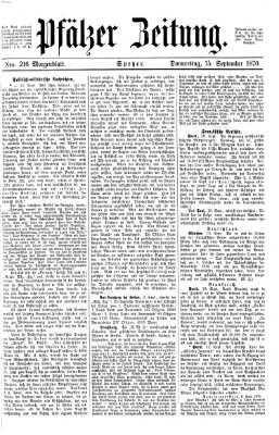 Pfälzer Zeitung Donnerstag 15. September 1870