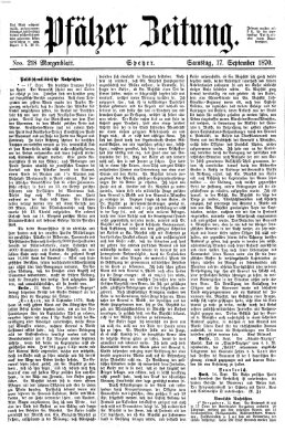 Pfälzer Zeitung Samstag 17. September 1870