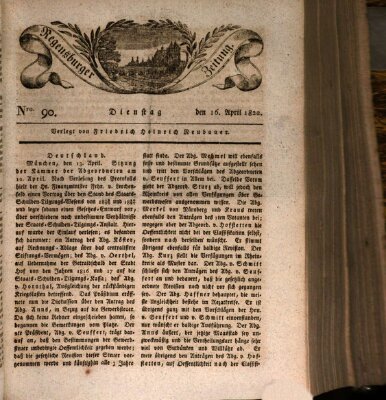 Regensburger Zeitung Dienstag 16. April 1822