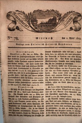 Regensburger Zeitung Mittwoch 2. April 1823