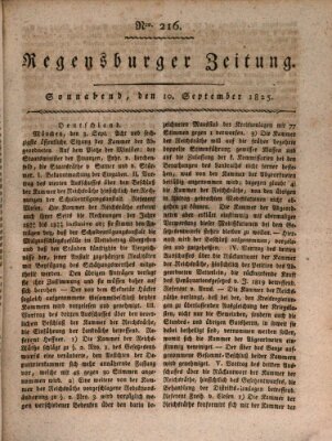 Regensburger Zeitung Samstag 10. September 1825