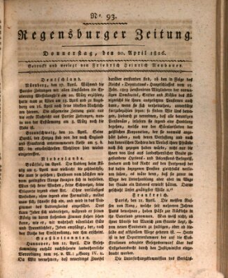 Regensburger Zeitung Donnerstag 20. April 1826