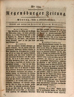 Regensburger Zeitung Montag 1. Oktober 1827