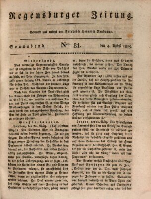 Regensburger Zeitung Samstag 4. April 1829