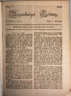 Regensburger Zeitung Samstag 2. Januar 1830