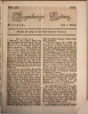 Regensburger Zeitung Mittwoch 7. April 1830