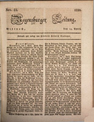 Regensburger Zeitung Mittwoch 14. April 1830