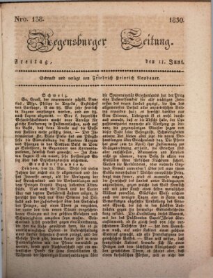 Regensburger Zeitung Freitag 11. Juni 1830