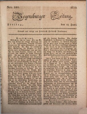 Regensburger Zeitung Freitag 18. Juni 1830