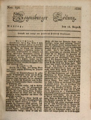 Regensburger Zeitung Montag 16. August 1830