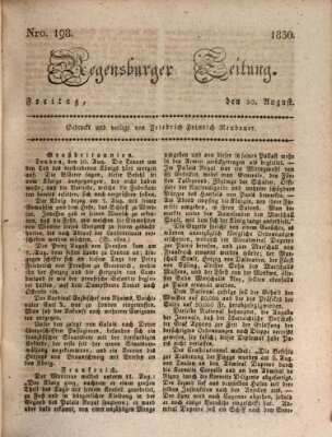 Regensburger Zeitung Freitag 20. August 1830