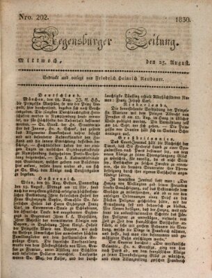 Regensburger Zeitung Mittwoch 25. August 1830
