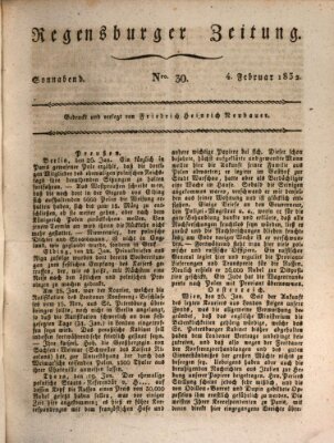 Regensburger Zeitung Samstag 4. Februar 1832
