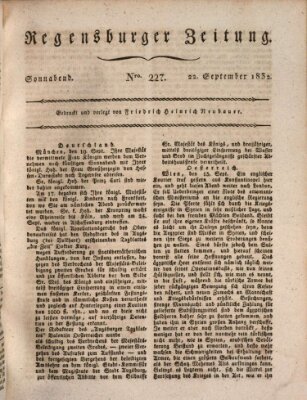 Regensburger Zeitung Samstag 22. September 1832