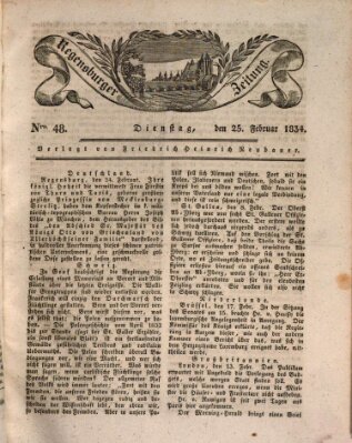 Regensburger Zeitung Dienstag 25. Februar 1834