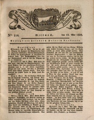 Regensburger Zeitung Mittwoch 14. Mai 1834