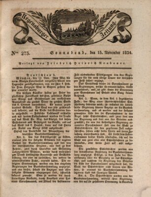 Regensburger Zeitung Samstag 15. November 1834
