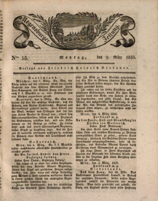 Regensburger Zeitung Montag 9. März 1835