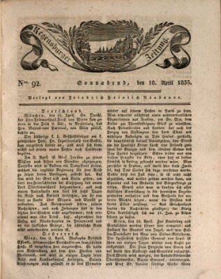 Regensburger Zeitung Samstag 18. April 1835