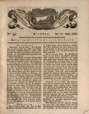 Regensburger Zeitung Dienstag 21. April 1835