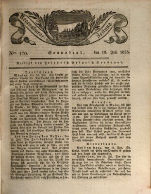Regensburger Zeitung Samstag 18. Juli 1835