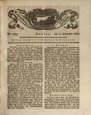 Regensburger Zeitung Montag 14. September 1835