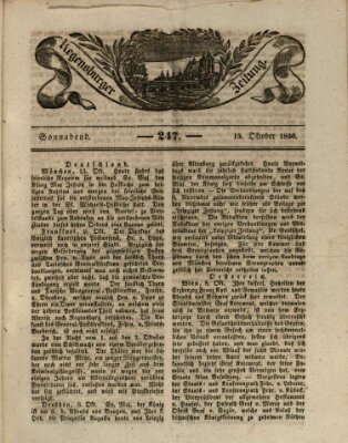 Regensburger Zeitung Samstag 15. Oktober 1836