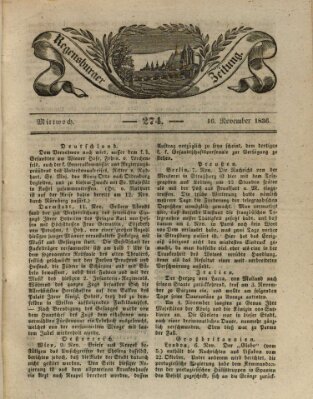 Regensburger Zeitung Mittwoch 16. November 1836