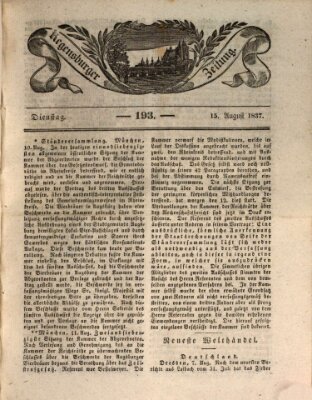 Regensburger Zeitung Dienstag 15. August 1837
