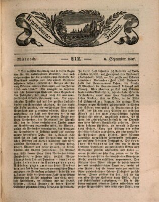 Regensburger Zeitung Mittwoch 6. September 1837