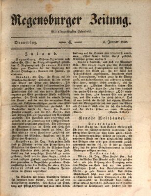 Regensburger Zeitung Donnerstag 4. Januar 1838
