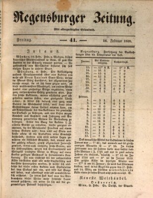 Regensburger Zeitung Freitag 16. Februar 1838