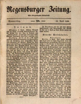 Regensburger Zeitung Donnerstag 12. April 1838