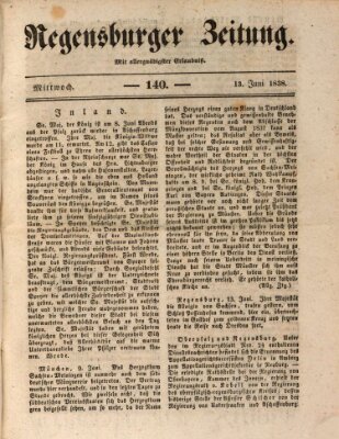 Regensburger Zeitung Mittwoch 13. Juni 1838