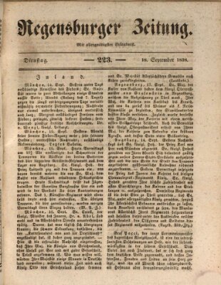 Regensburger Zeitung Dienstag 18. September 1838