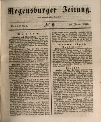 Regensburger Zeitung Donnerstag 10. Januar 1839