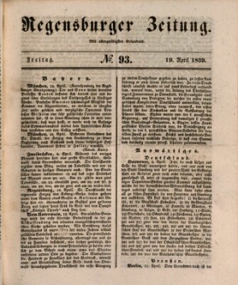 Regensburger Zeitung Freitag 19. April 1839
